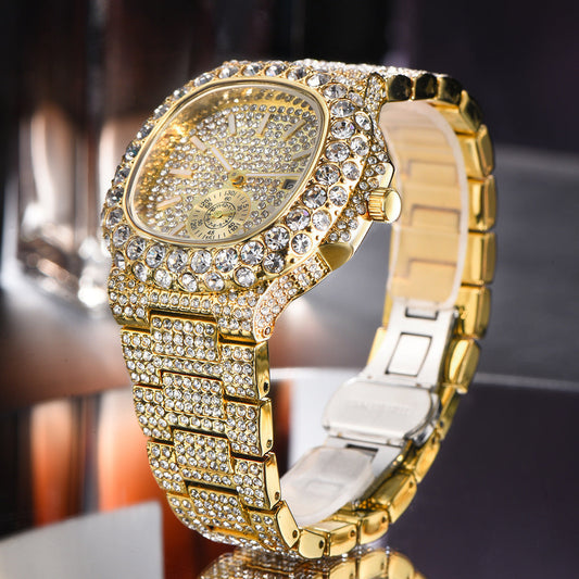 Gold Full Diamond Luminous Business Watch