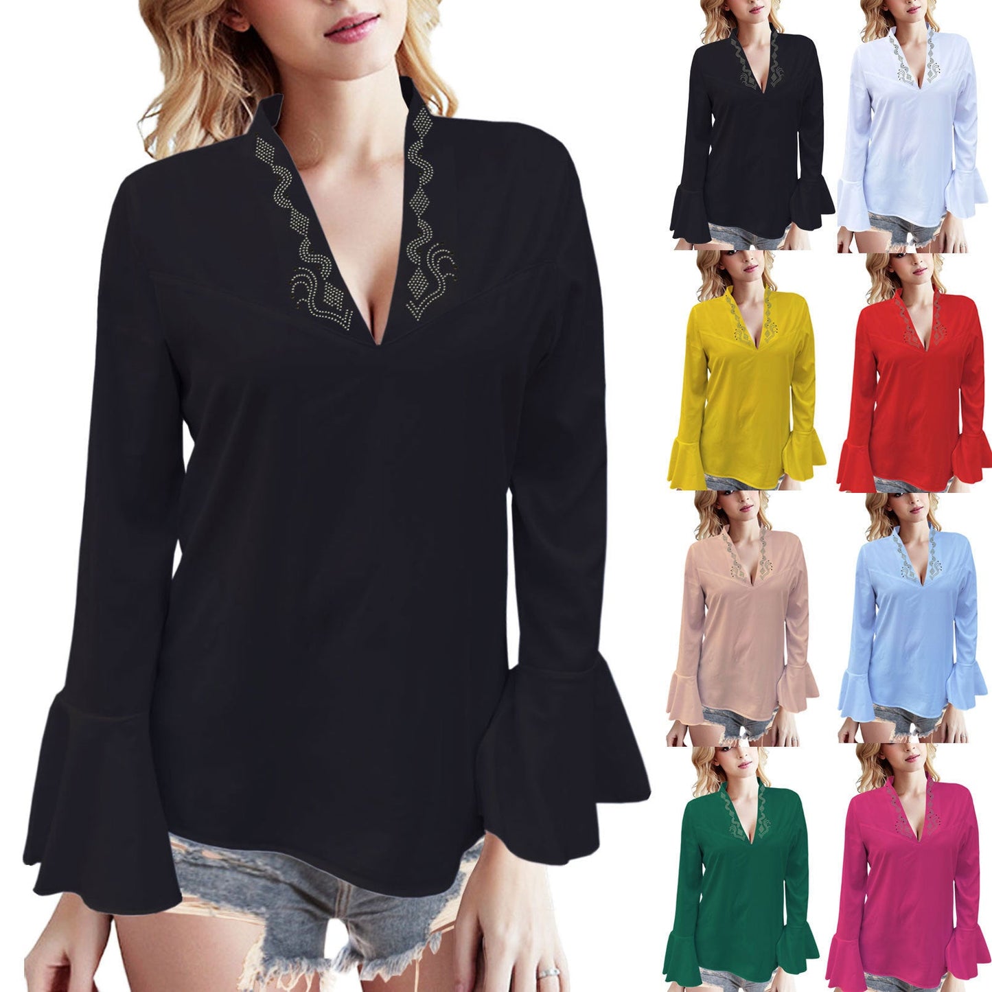 Elegant Lotus Leaf Sleeve Top