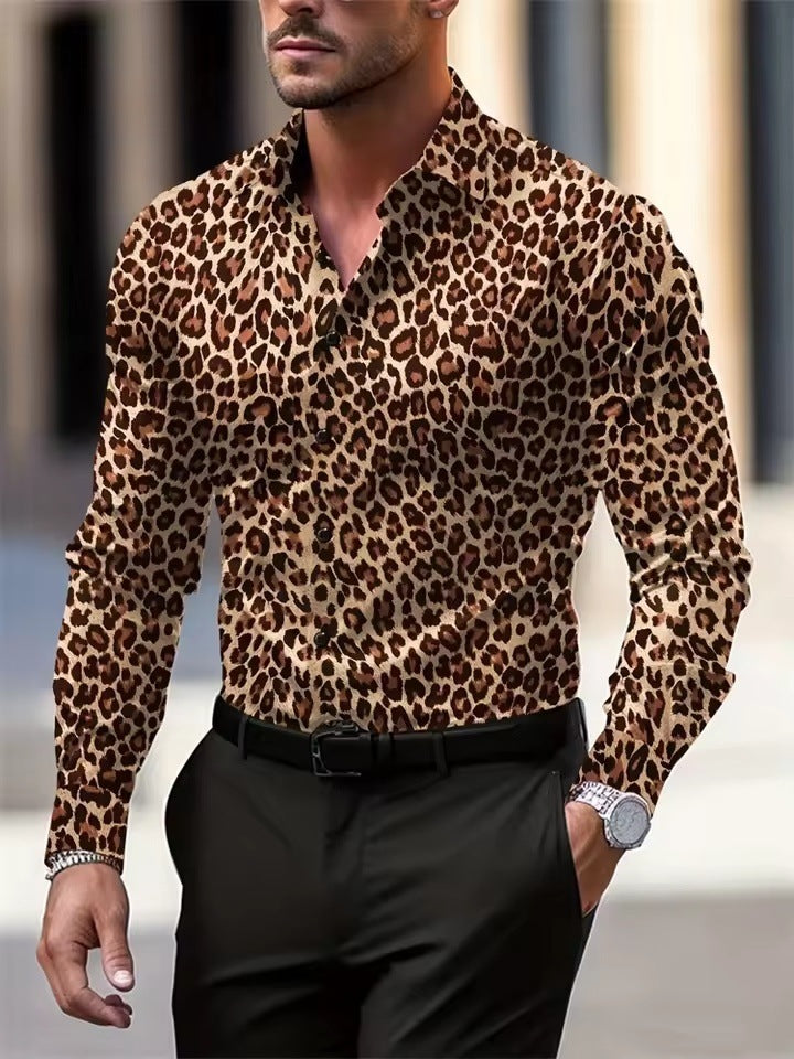 Men's Palm Tree Striped Printed Shirt