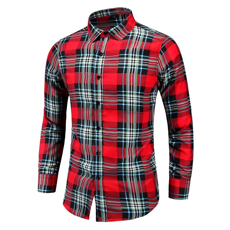 Plus Size Men's Long-sleeve Plaid Shirt