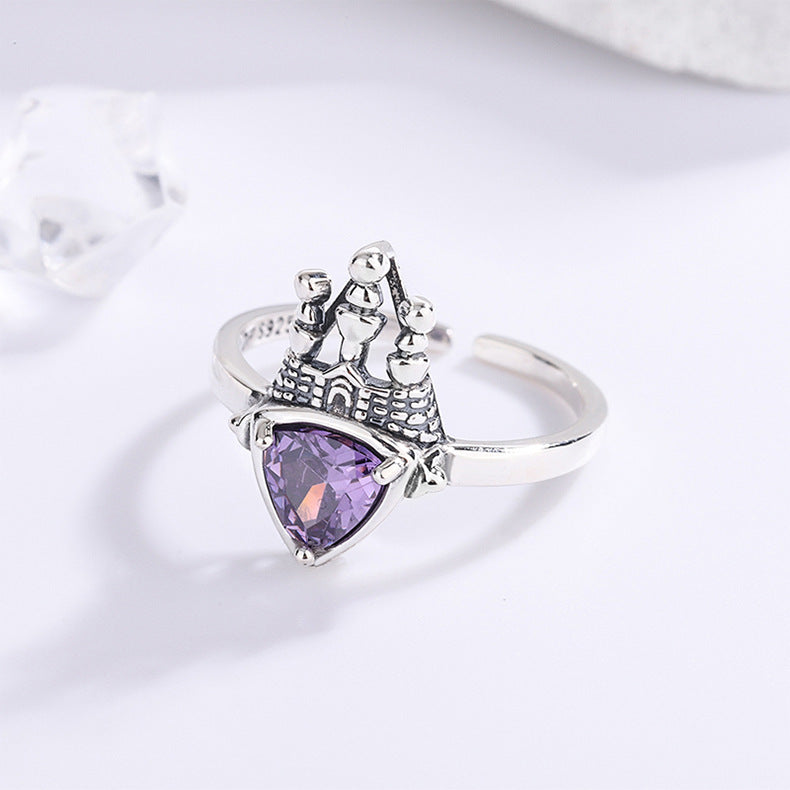S925 Sterling Silver Castle Ring