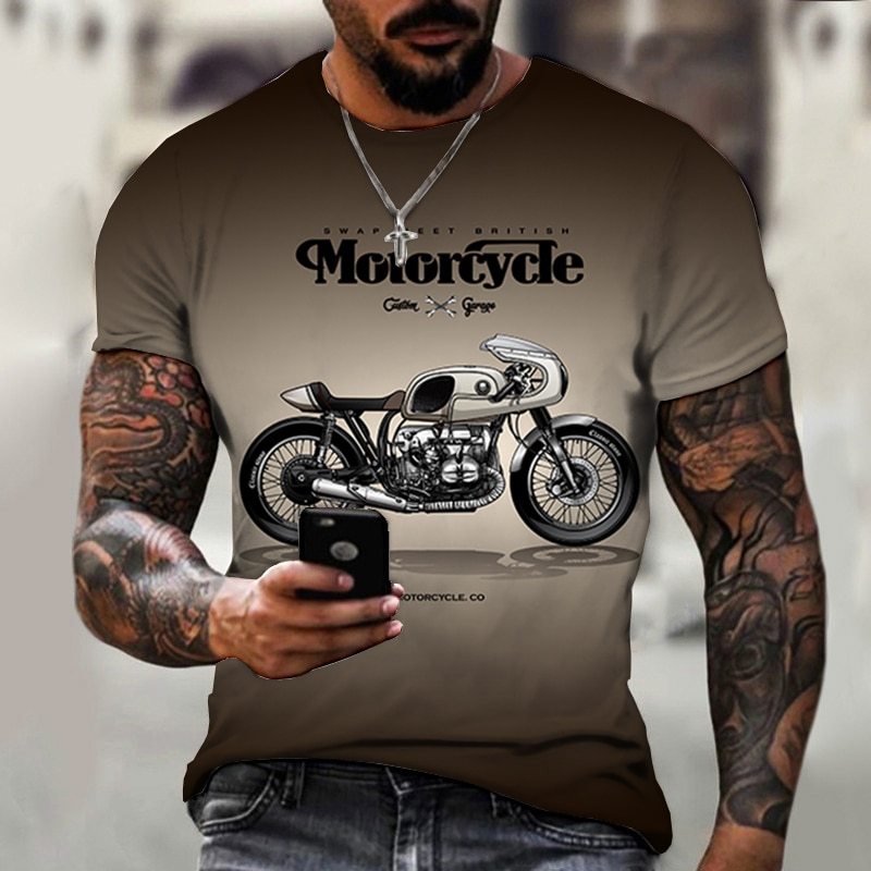 Vintage Motorcycle 3D Print T-shirt