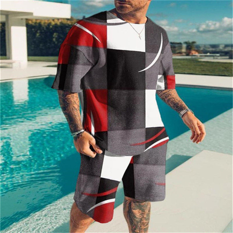 Men's Digital Print T-shirt Set