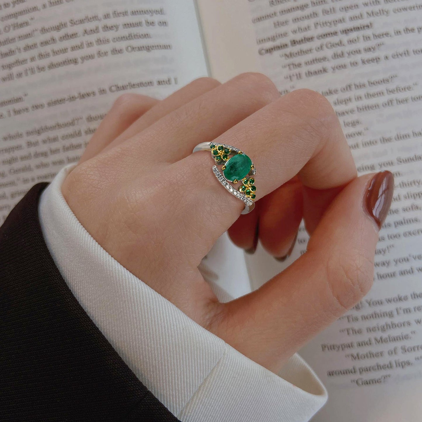 S925 Silver Elegant Emerald Ring