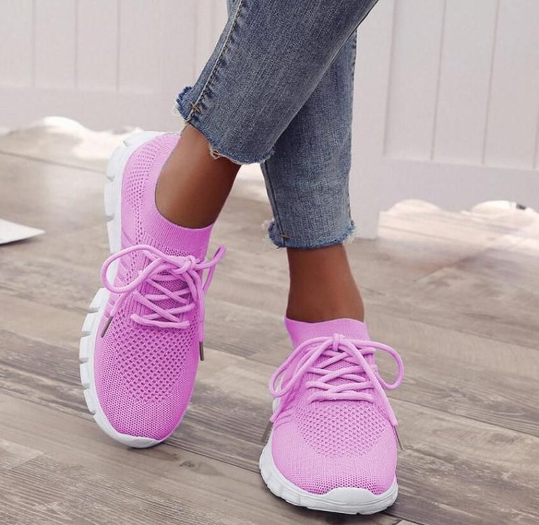 Breathable Knit Women's Flat Shoes
