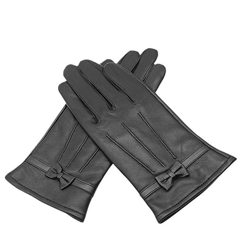 Women’s Leather Fleece-lined Touchscreen Gloves