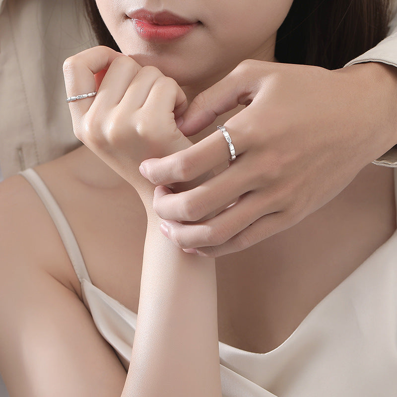 S925 Simple Square Couple Ring