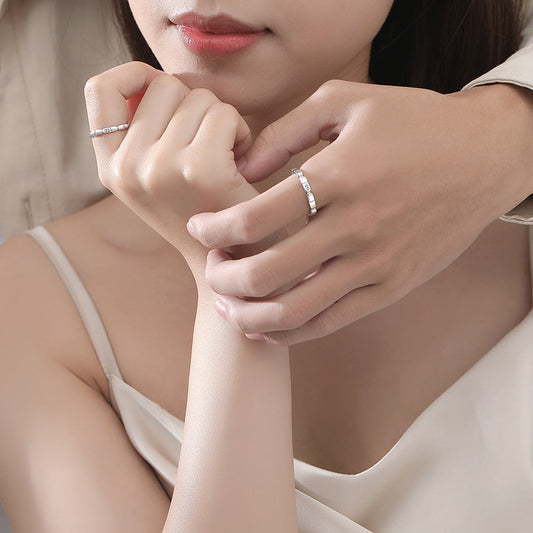 S925 Simple Square Couple Ring