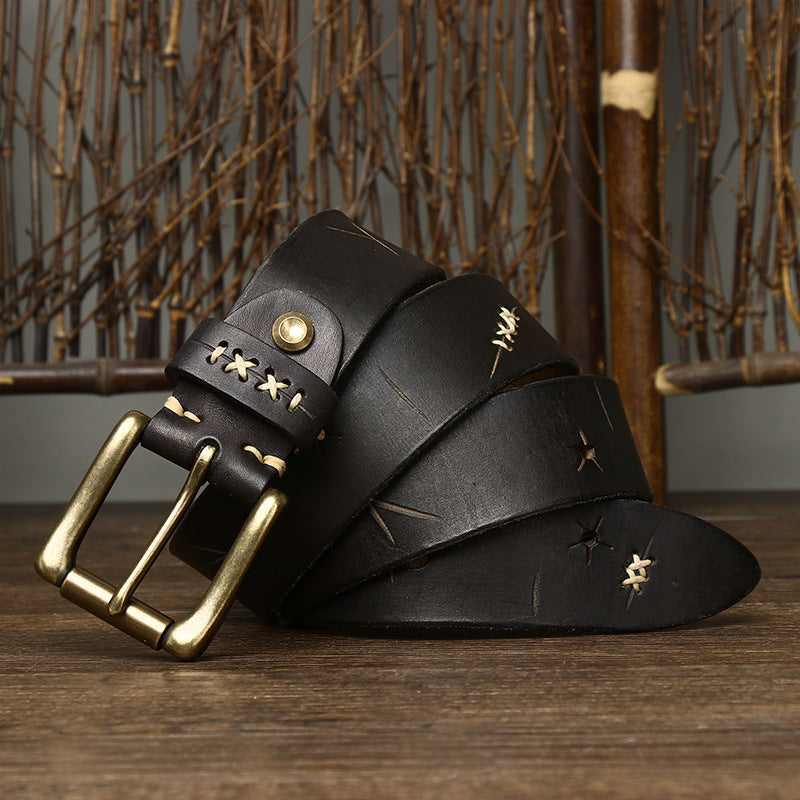 Vintage Cowhide Jeans Belt