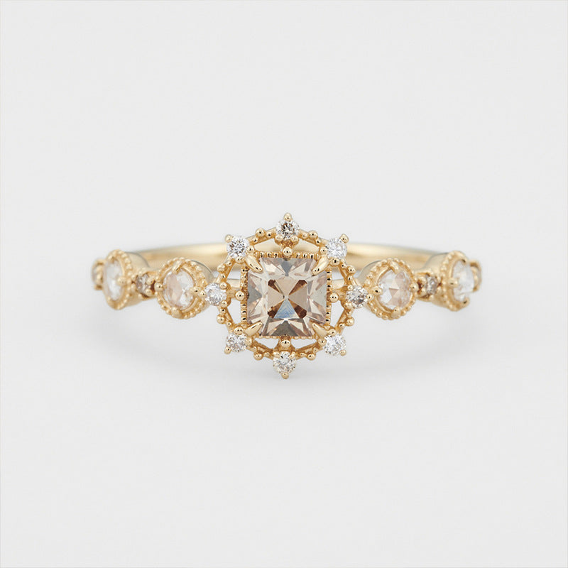 S925 Silver Luxury Brown Zircon Set