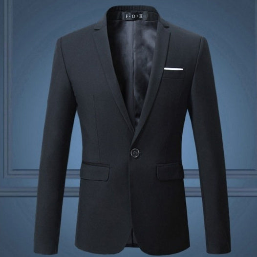 Spring and Autumn Solid Color One-Button Men's Suit