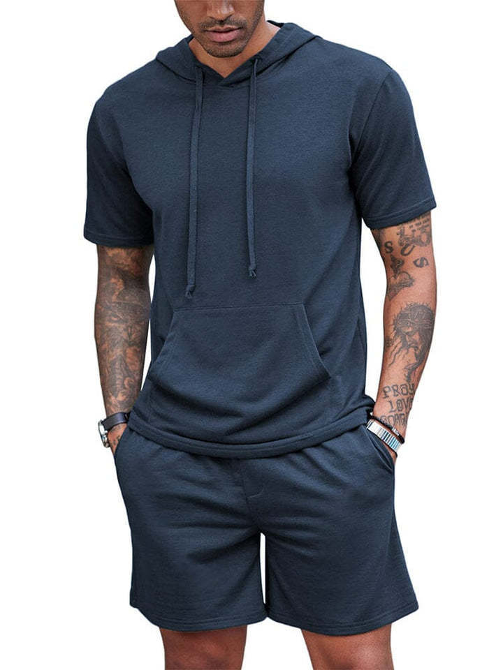 Men's Summer New Hooded Shorts Suit