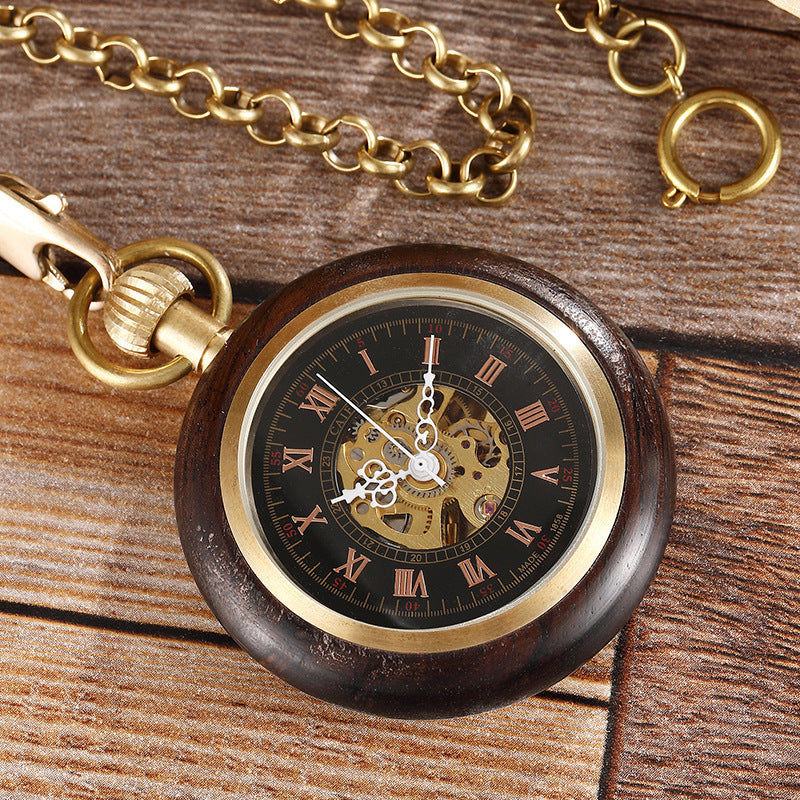 Copper Wood Retro Pocket Watch