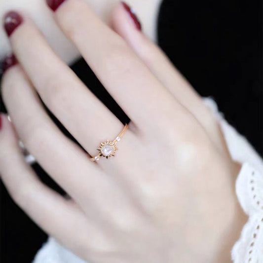 S925 Silver Helios Rose Crystal Ring