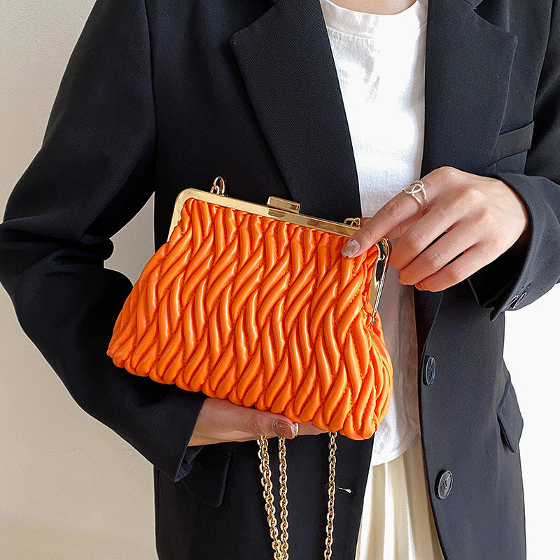Pleated Chain Shoulder Handbag