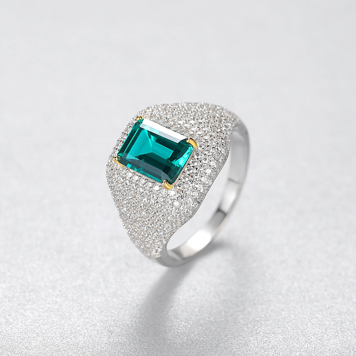 S925 Silver Fashion Emerald Retro Ring