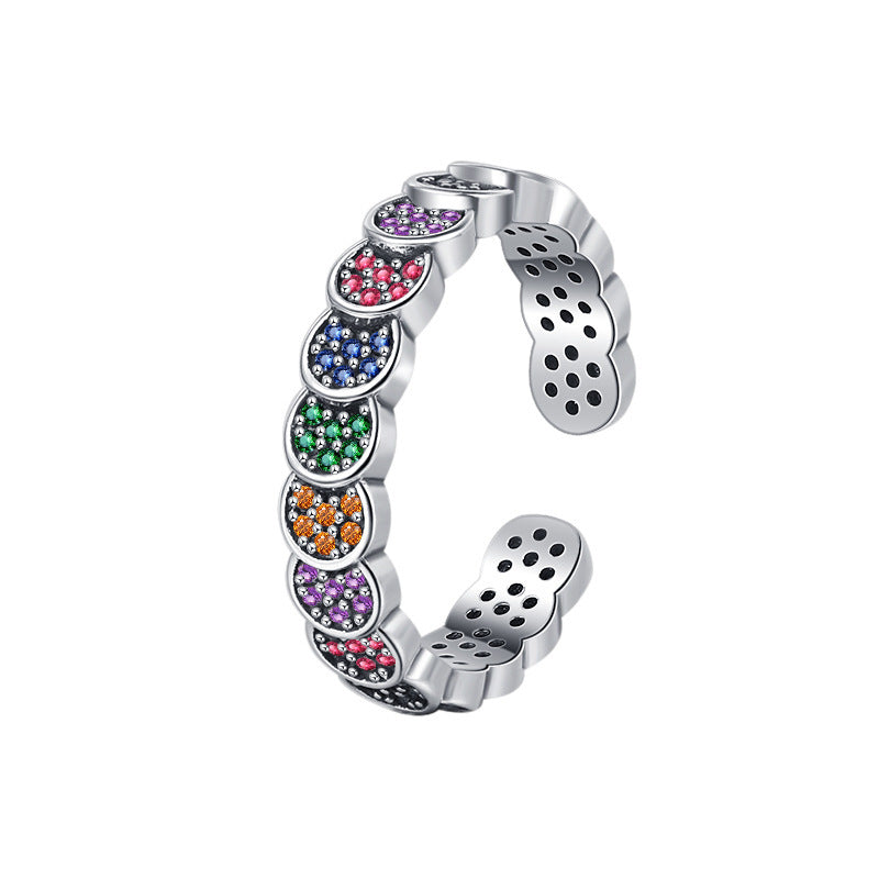 S925 Silver Color Diamond Retro Ring