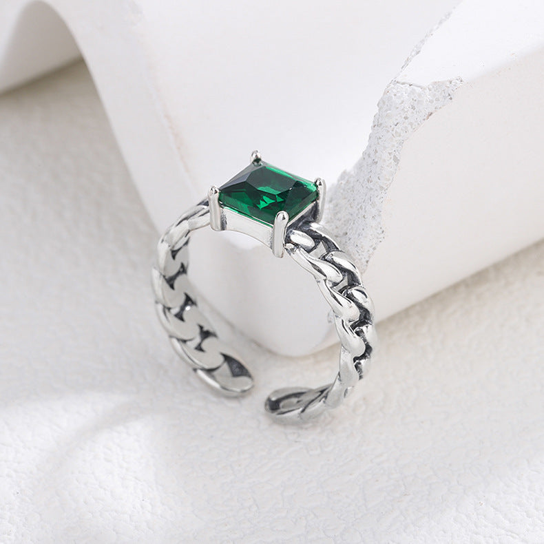 S925 Silver Emerald Ring