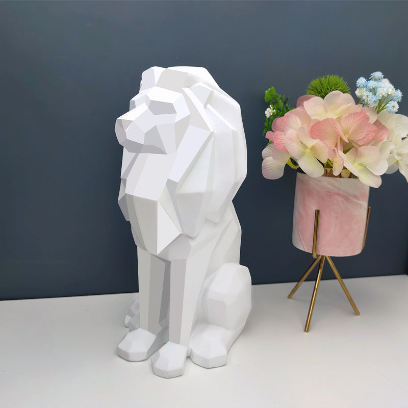 Nordic Geometric Lion Statue