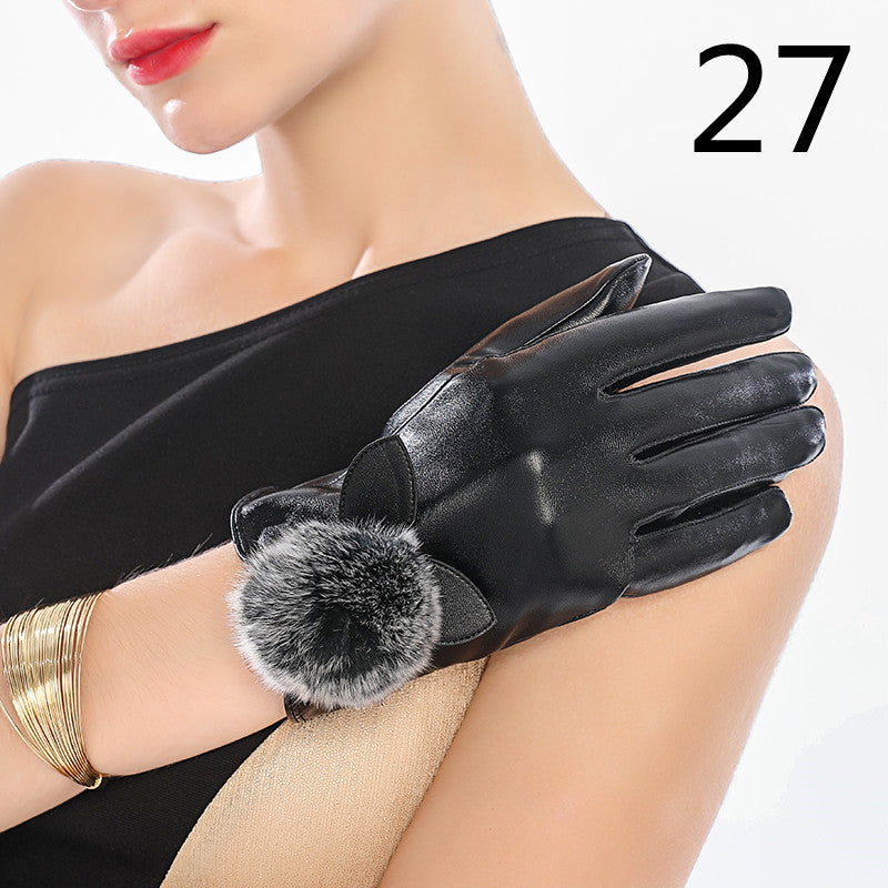 Men's Winter Riding Thick Velvet Windproof Leather Gloves