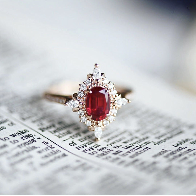 S925 Silver Natural Stone Zircon Ring
