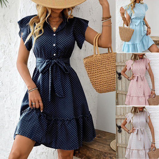 Elegant Polka Dot Ruffle Skirt
