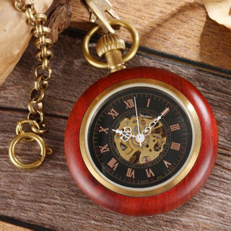 Copper Wood Retro Pocket Watch