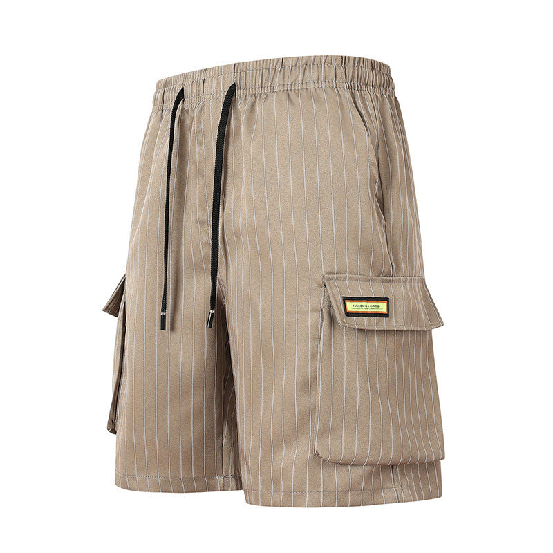 Summer Striped Men’s Loose Straight Beach Shorts