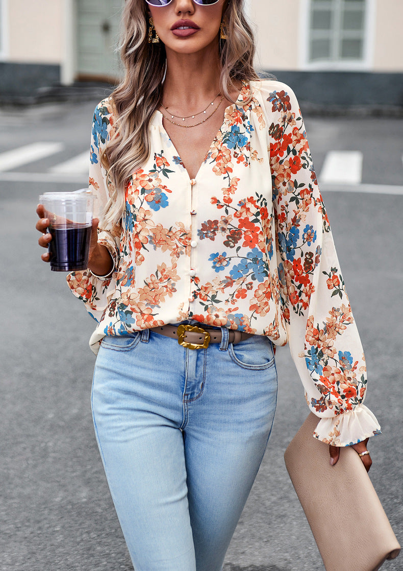 Women's Lightweight Chiffon Print Shirt