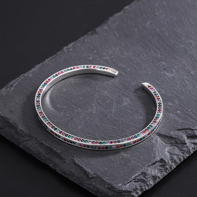 S925 Silver Rainbow Zircon Bracelet — Delicate Luxury