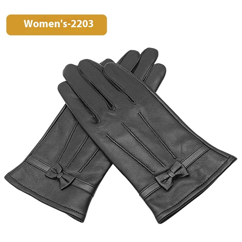 Women’s Leather Fleece-lined Touchscreen Gloves