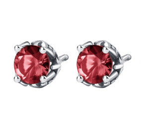 S925 Silver Emerald Zircon Stud Earrings