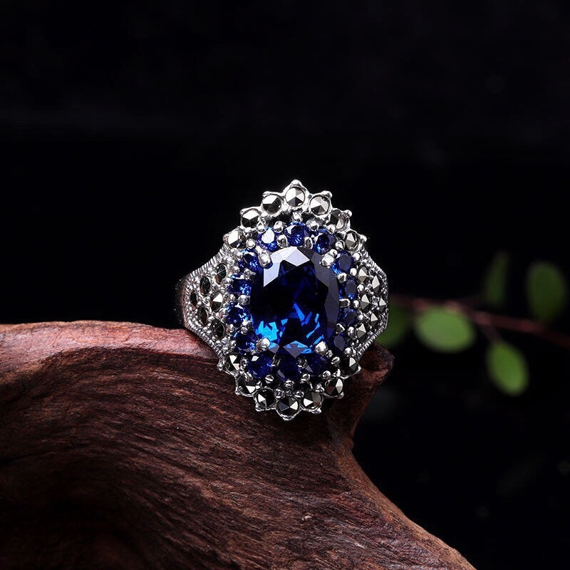 S925 Silver Women’s Personalized Sapphire Ring