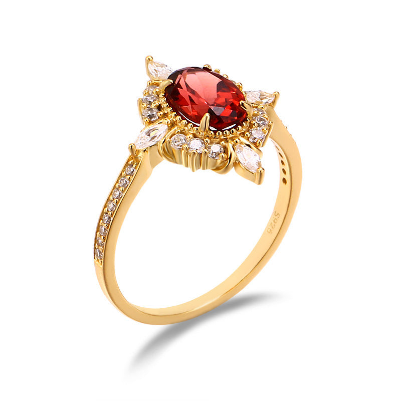 S925 Silver Natural Stone Zircon Ring