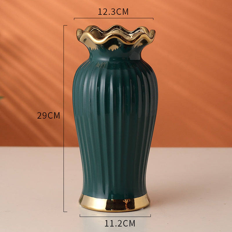 Gold Lotus Leaf Ceramic Vase