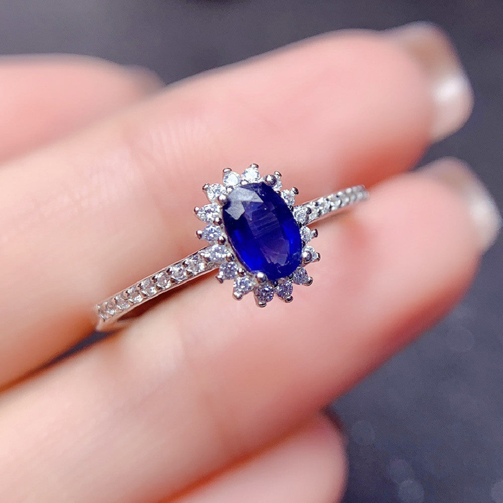 S925 Silver Natural Sapphire Ring