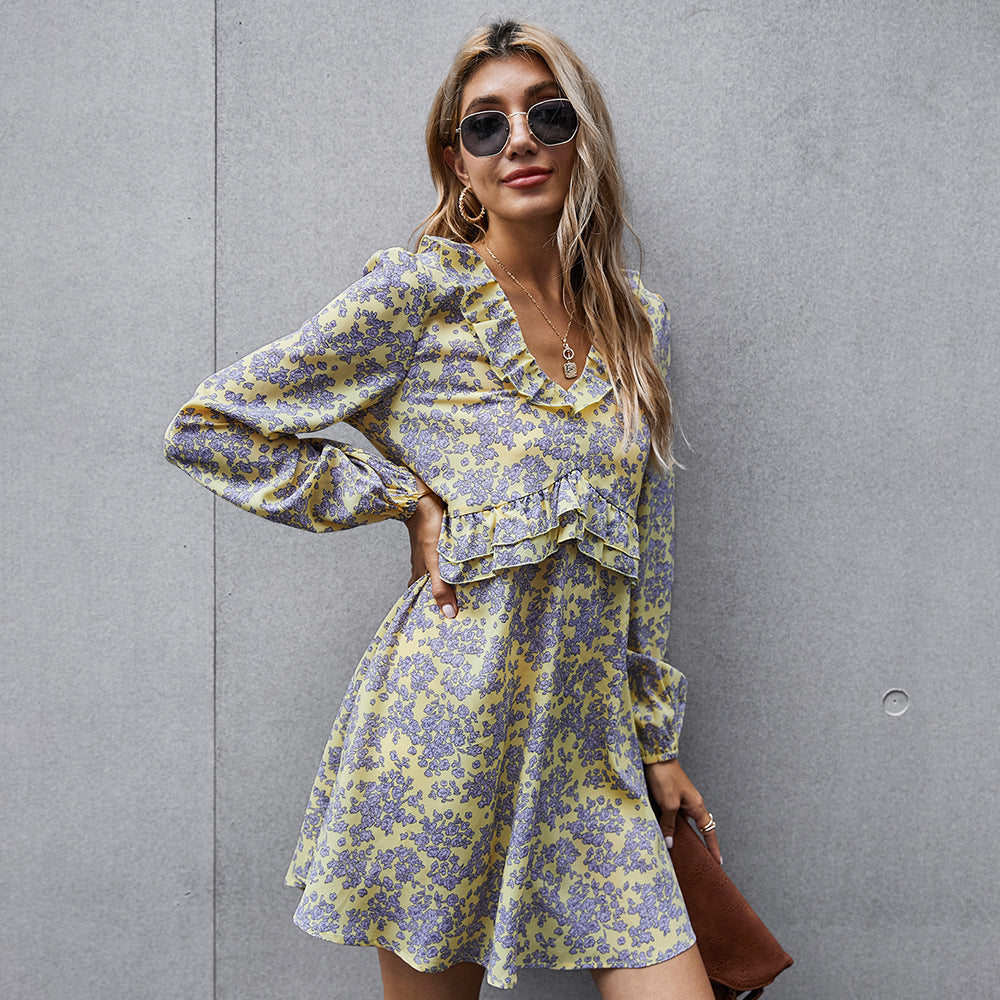 Elegant Autumn Floral Dress