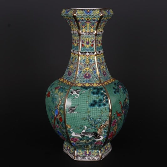 Enamel Hexagonal Porcelain Vase