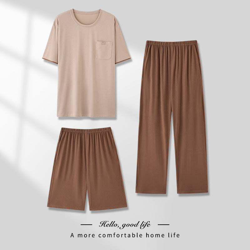 Men's Thin Modal Pajama 3-Piece Set