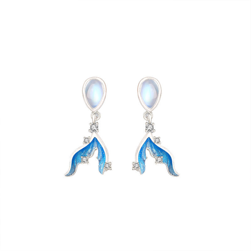 S925 Silver Moonstone Tassel Earrings