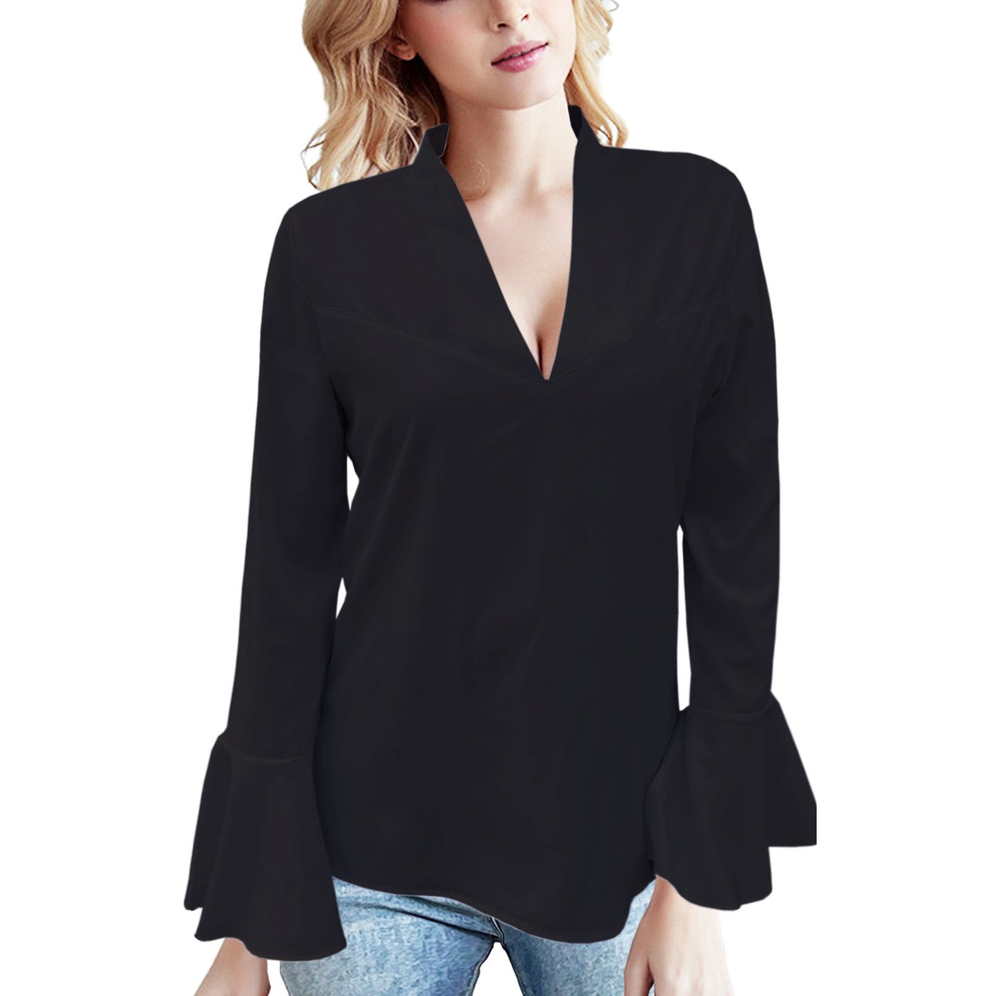 Elegant Lotus Leaf Sleeve Top