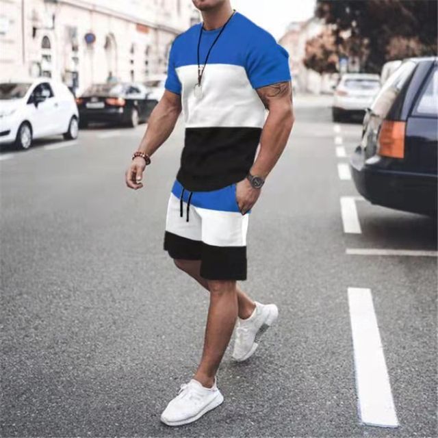 Men's Striped Print Short Suit