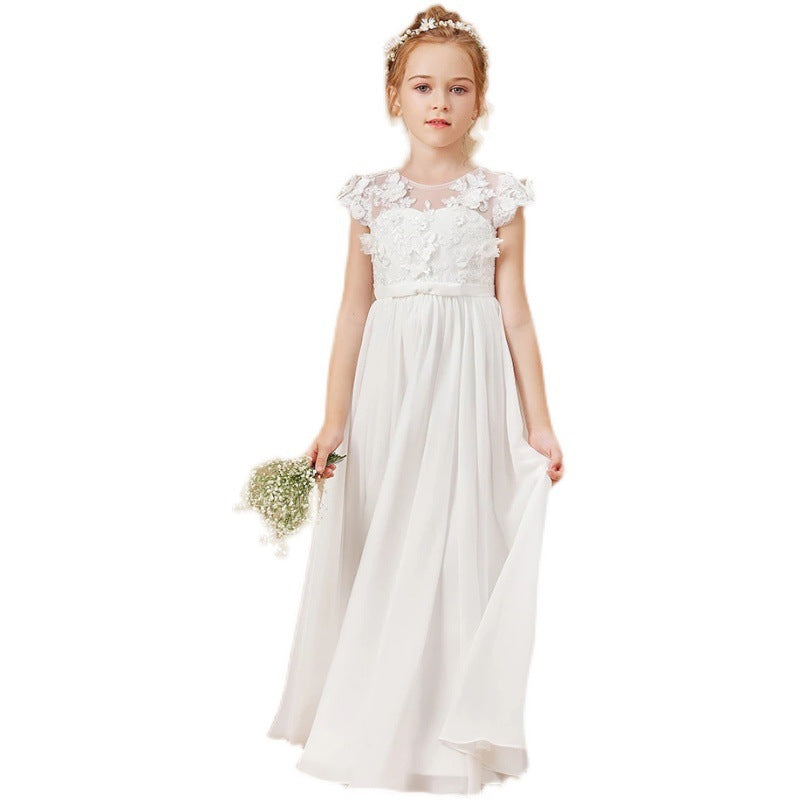 Kids White Flower Girl Dress