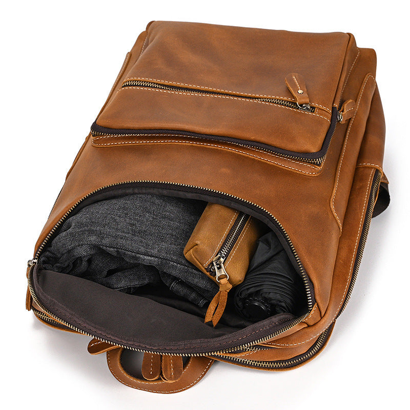 Vintage Men's Cowhide Leather Backpack