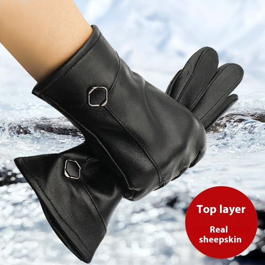 Women’s Leather Fleece-lined Touchscreen Gloves