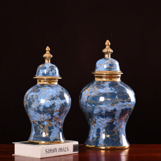 Luxury Black & Blue Ceramic Decor