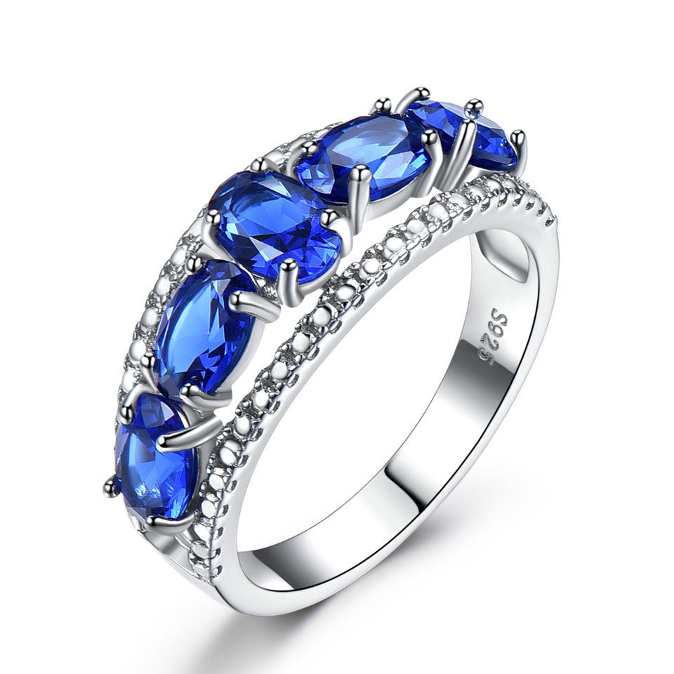 S925 Silver Sapphire Tanzanite Ring
