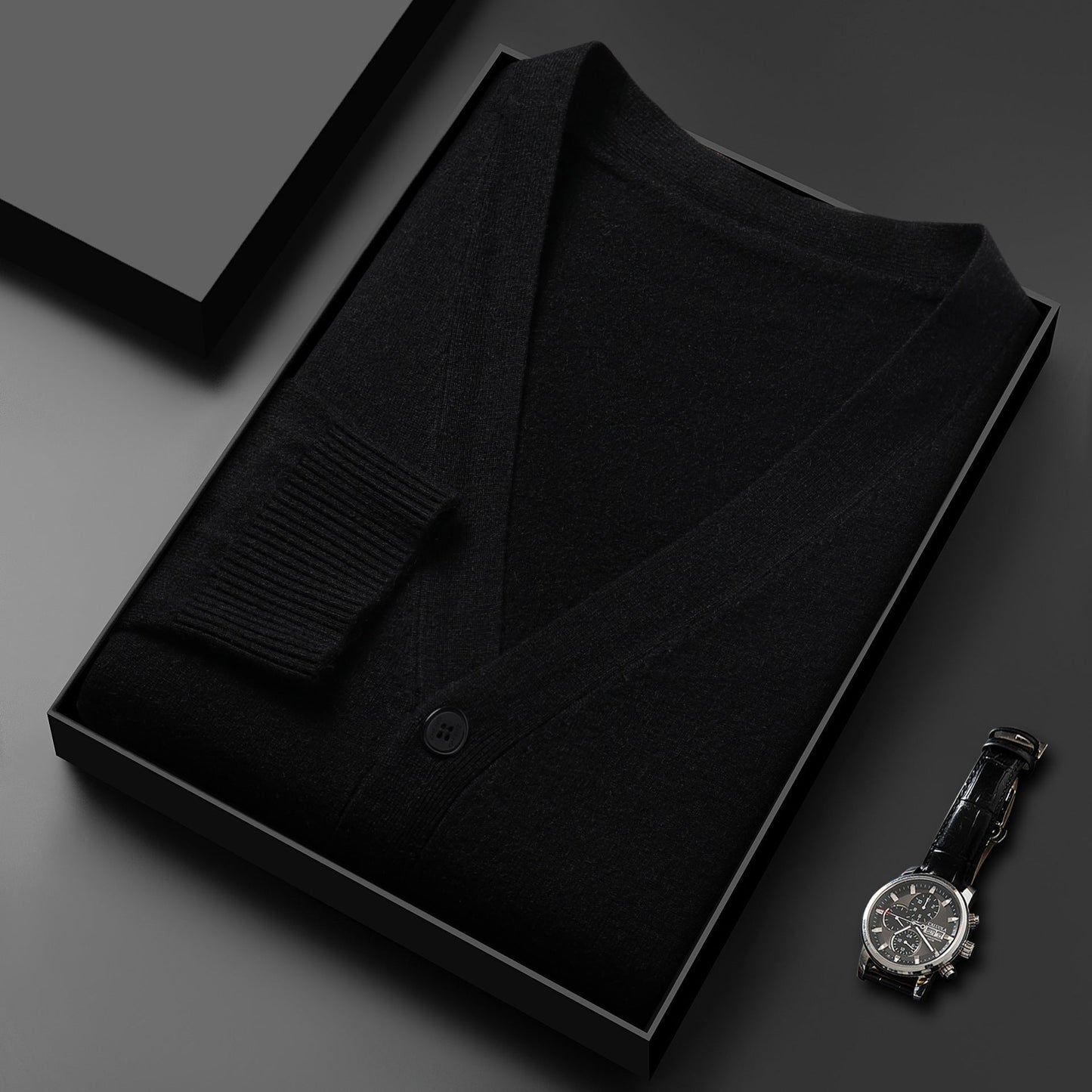 Men's Solid V-neck Knit Cardigan