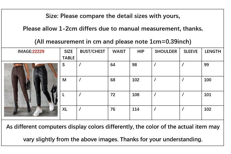 Women's Slim Waist Leather Pants