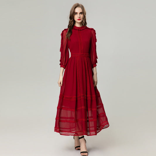 Pleated Patchwork Dress